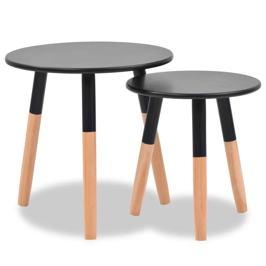 Set Tavolini 2 pz in Legno Massello di Pino Neri 244735