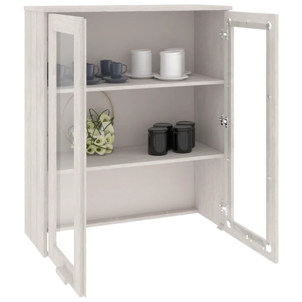 Piano Credenza HAMAR Bianco 85x35x100 cm Legno Massello di Pino 340505