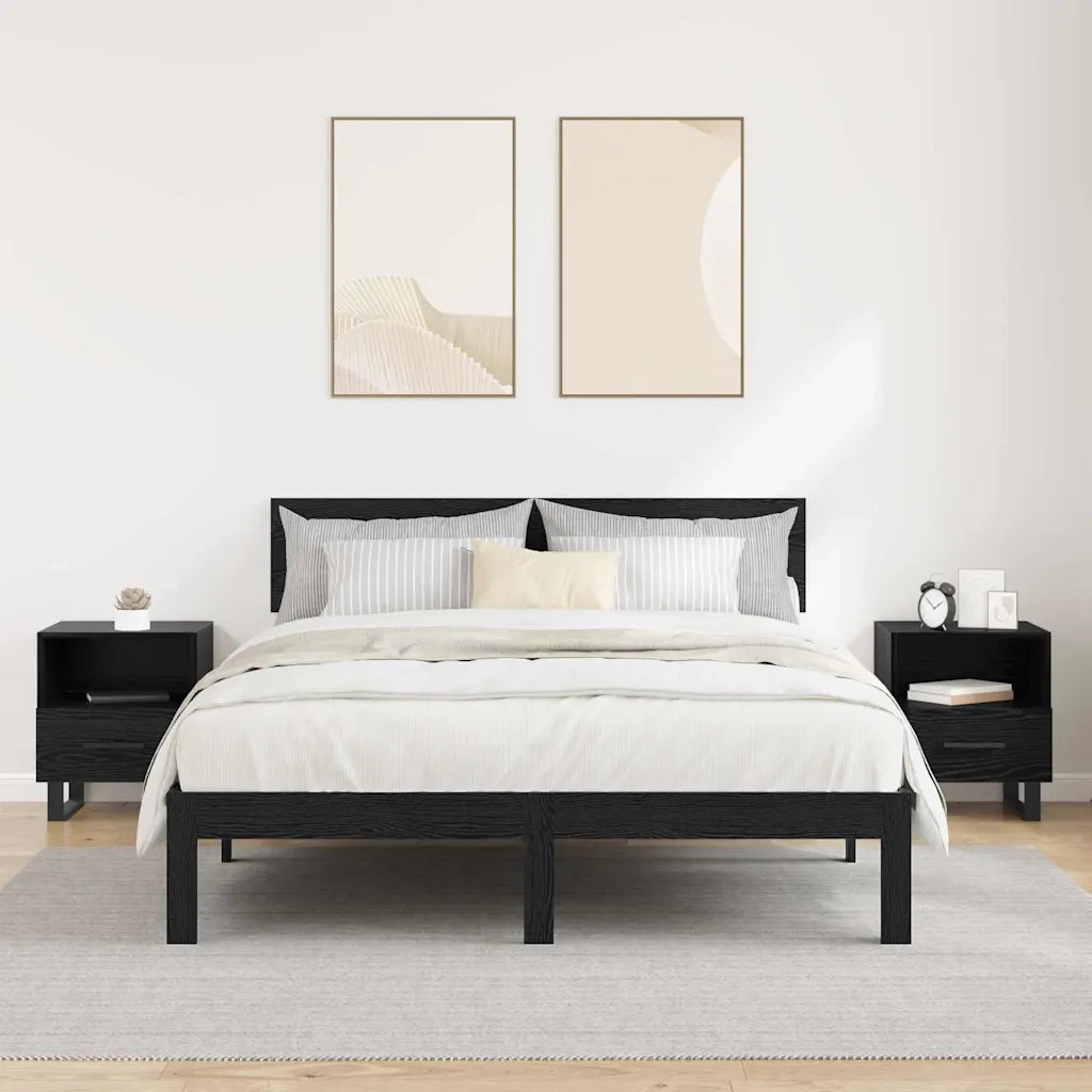 Armadio da Notte 2 pcs Rovere Nero 40 x 35 x 47,5 cm