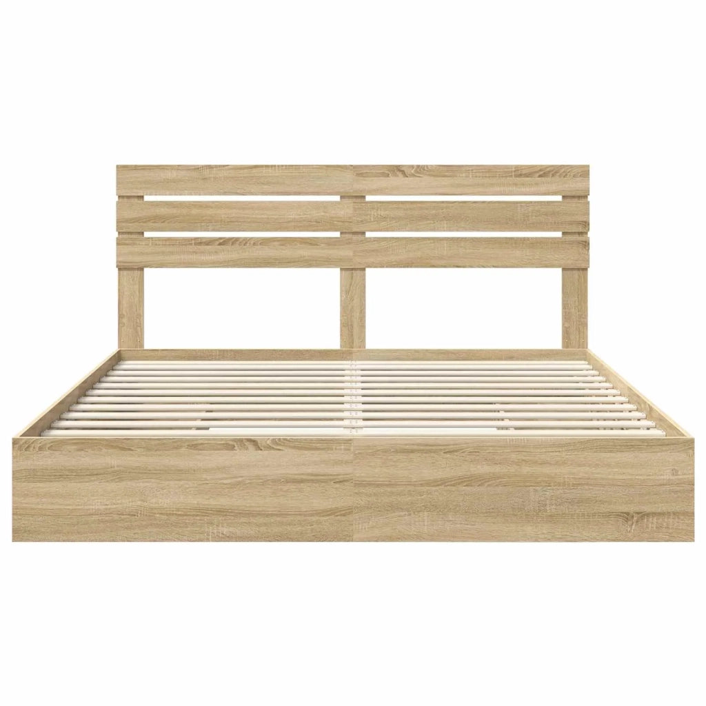 Letto con Contenitore con testiera Rovere Sonoma 180 x 200 cm