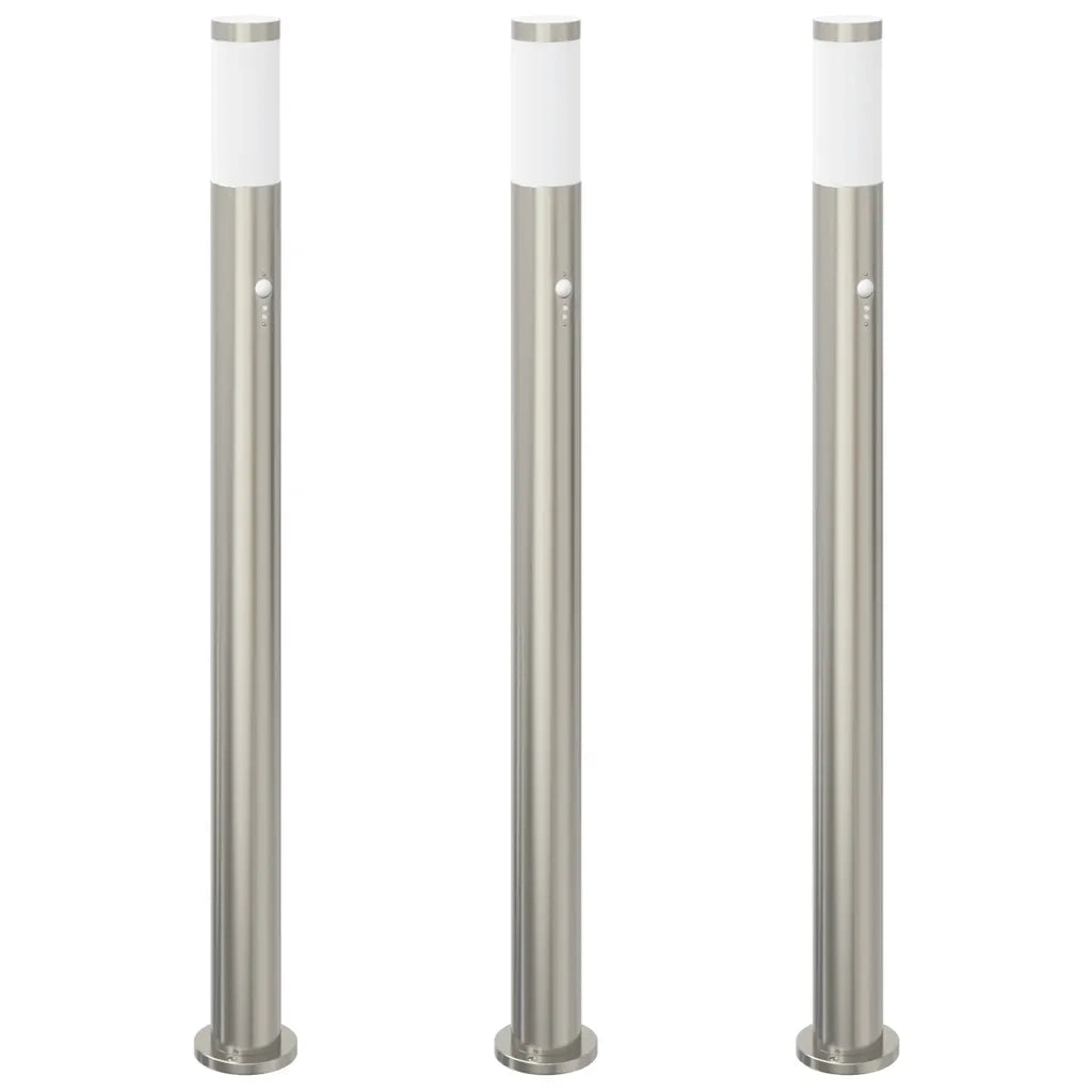 Lampioni a paletto con sensore 3 pz 110 cm Acciaio Inox IP44 4006010