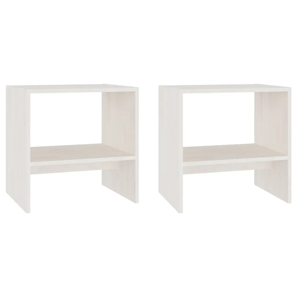 Comodini 2 pz Bianchi 40x30,5x40 cm in Legno Massello di Pino 808056