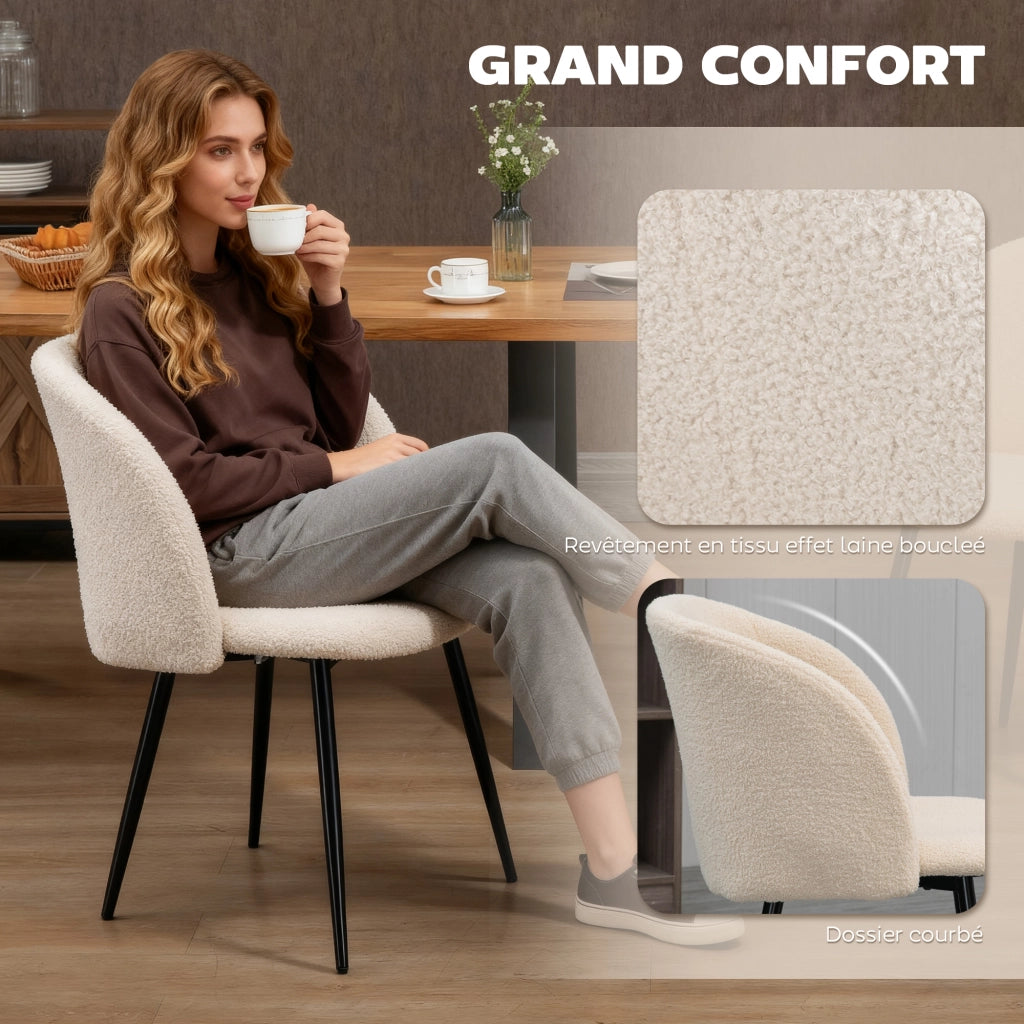 Sedia da pranzo con schienale in tessuto ¨C Zephmum ¨C Beige e Nero 55x62x80 cm