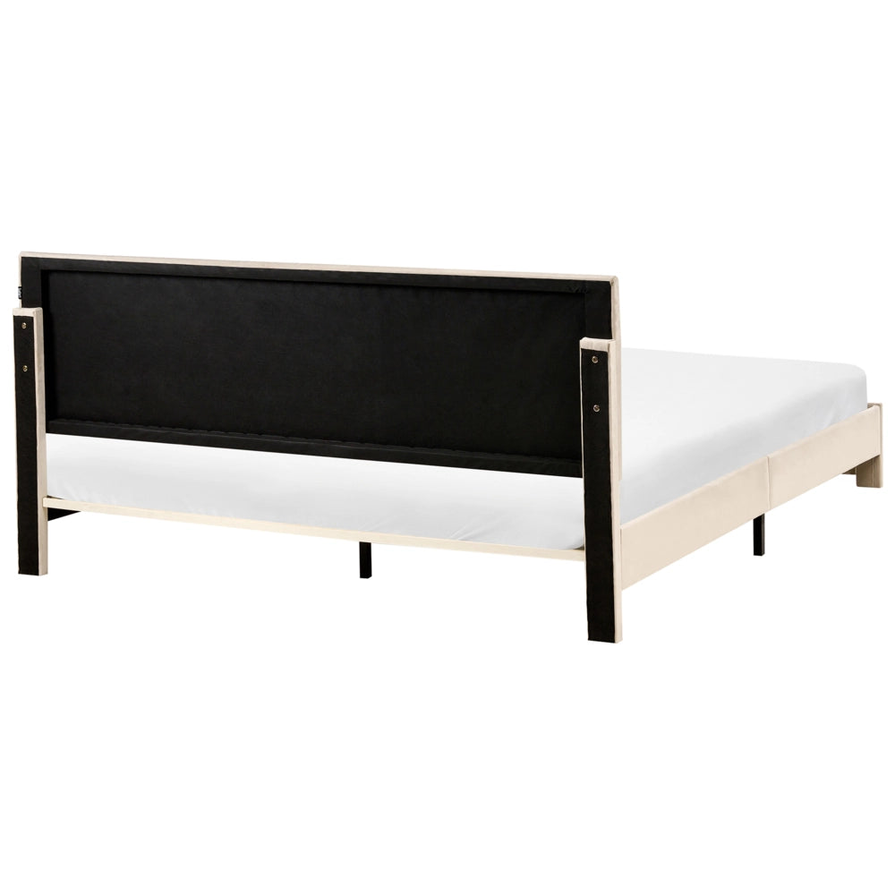 Letto matrimoniale 180 x 200 cm Beige Rivestimento in velluto 4ft con cassetti Testiera Base a doghe Moderno