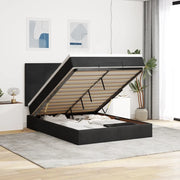 Struttura Letto Pouf con Materassi Nero 140x200 cm in Velluto 3313405