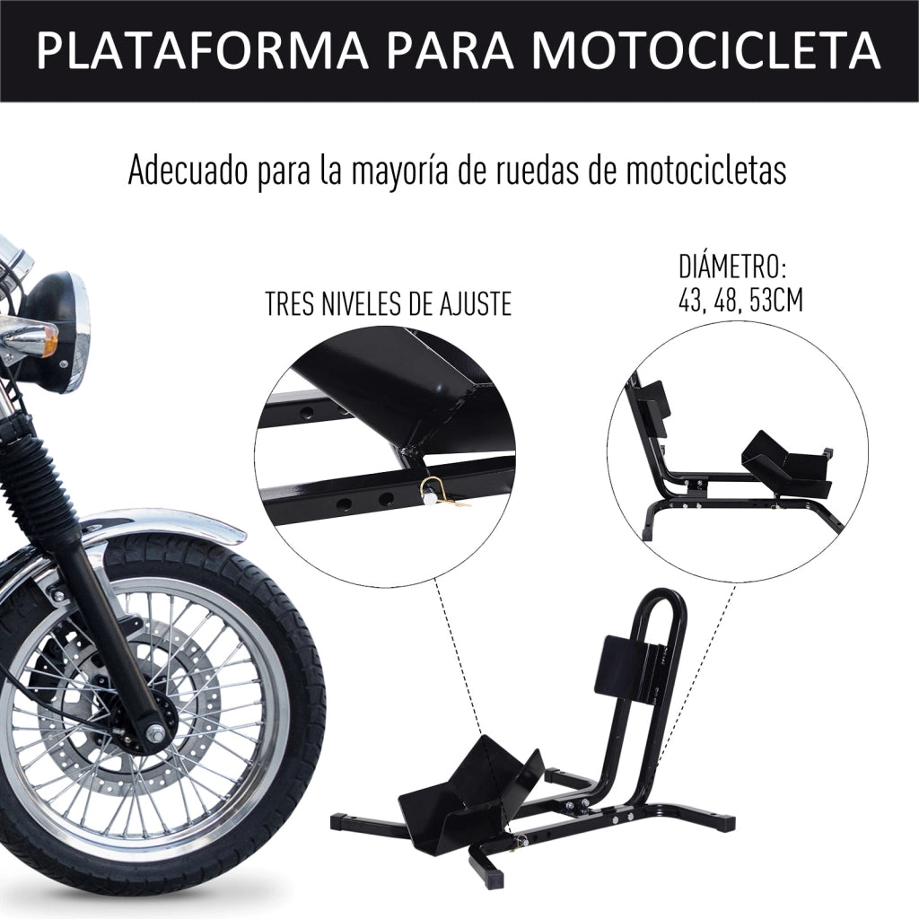 Cavalletto Anteriore Moto Regolabile 3 Livelli ¨C Xylo ¨C Metallo Robusto per Ruote ?43/48/53cm Nero