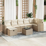 Set Divano da Giardino 8 pz con Cuscini Beige in Polyrattan 3325414