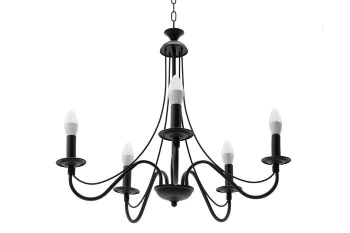 Lampada Da Soffitto Pensile Rustica APP647-5CP Nera