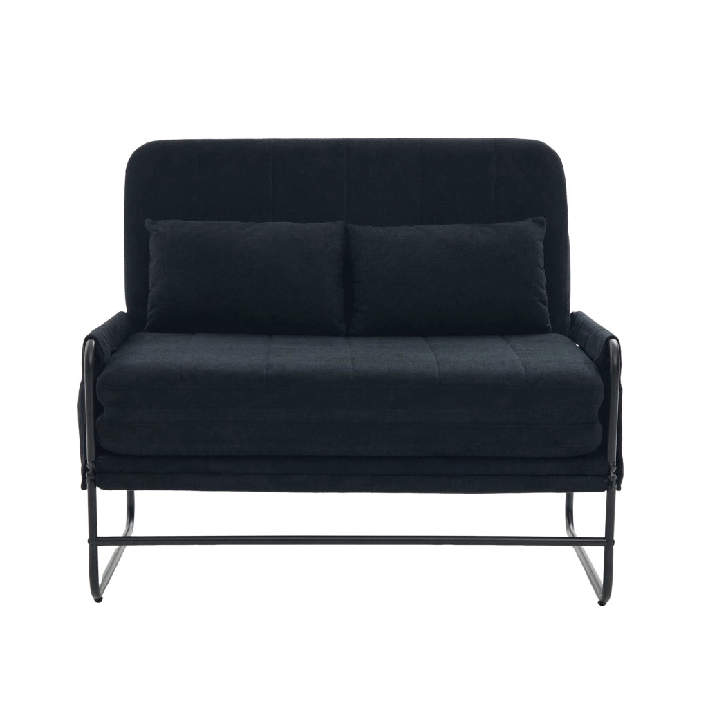 Divano letto 2 posti ¨C Minimal ¨C nero tessuto metallo con contenitore
