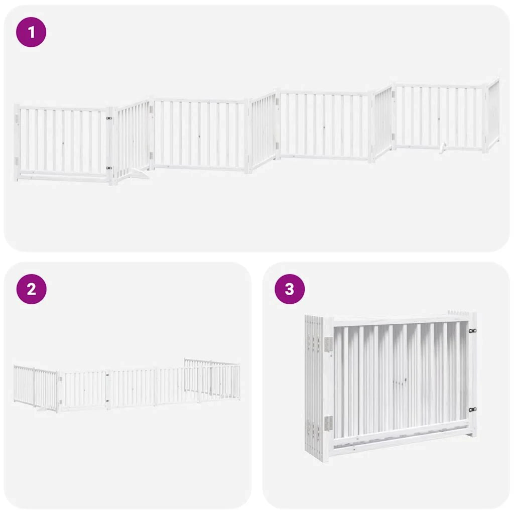 Cancelletto di sicurezza per animali domestici porta pieghevole 8 pannelli legno di pioppo bianco 02_0023262