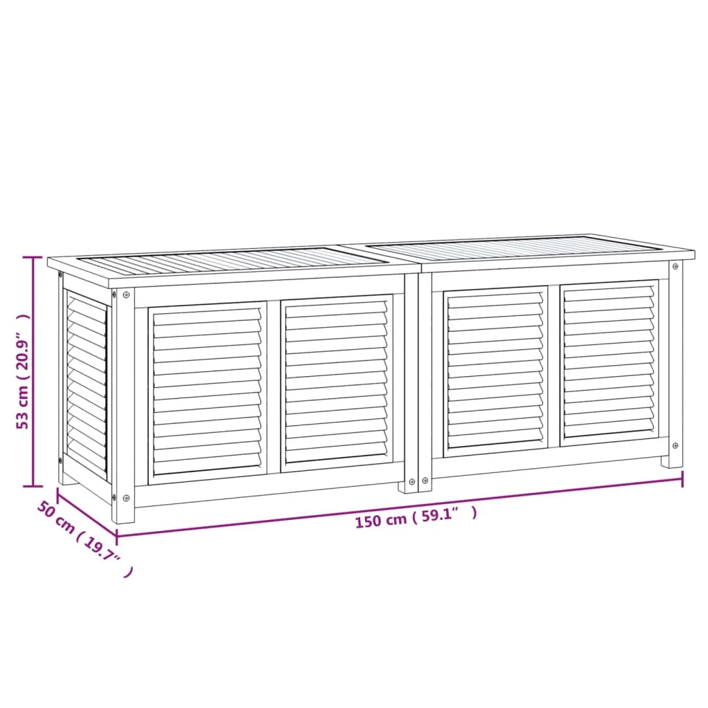 Box portaoggetti da giardino e borsa 150 x 50 x 53 cm legno massello di teak 02_0013131