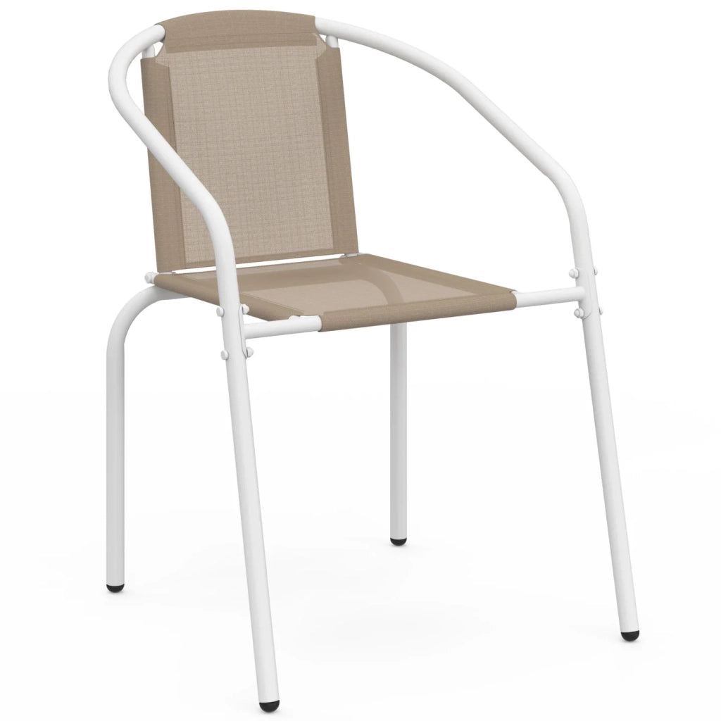 IDMarket - Set di 6 sedie da giardino impilabili THELMA in metallo e textilene, bianco e beige