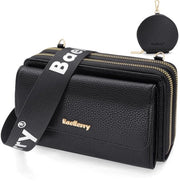 Borsa da spalla con cinturino portafoglio con 8 slot per carte - cinturino regolabile - grande capacità - pelle PU - borsa da spalla