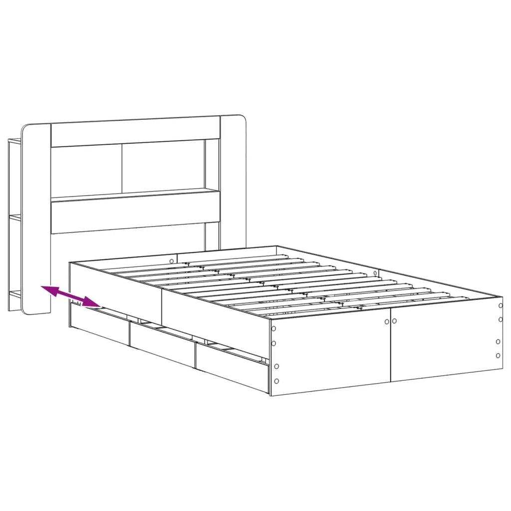 Telaio del letto con storage Rovere Fumo 120 x 190 cm 3434025