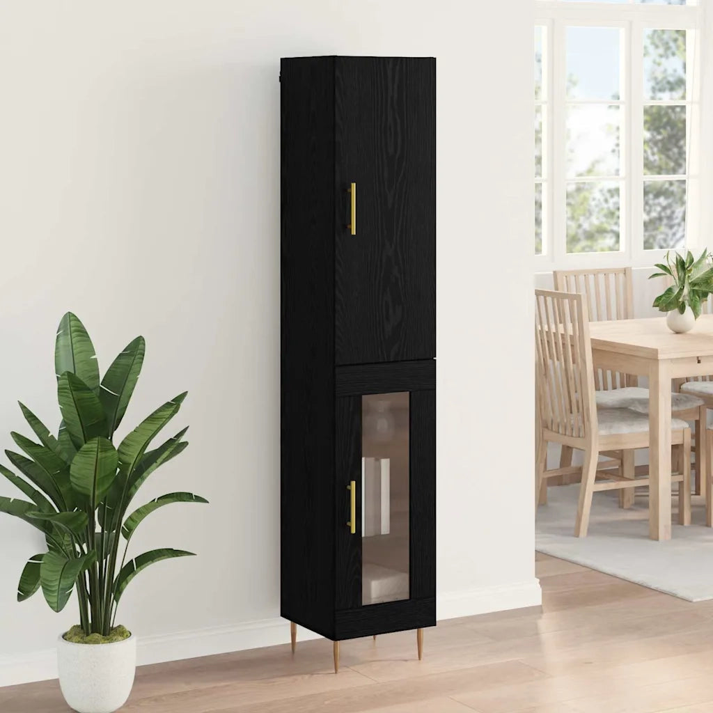 Credenza 2 pz | Madia | Buffet da pranzo | Armadio da pranzo Rovere Nero Legno multistrato