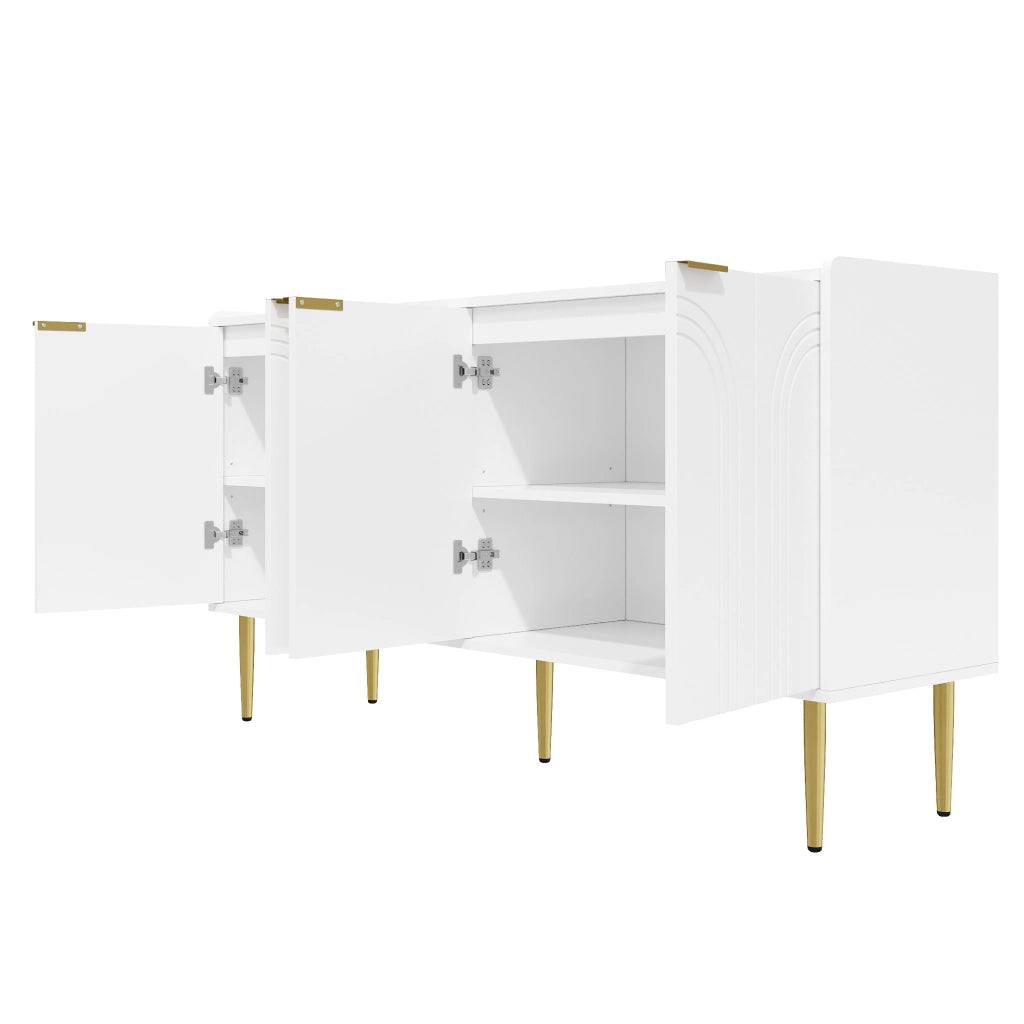 SIDEBOARD 140x38x75 cm MDF Bianco con 4 ante e ripiani regolabili