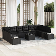 Set di divani da giardino da 11 pezzi con cuscini Beige Polyrattan
