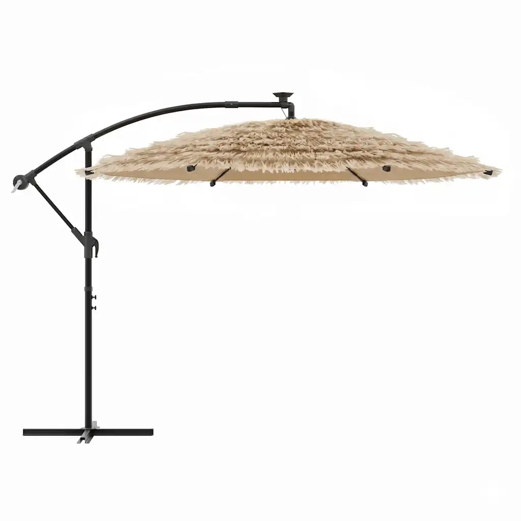Ombrello | Parasolne Giardino LED e Palo in Acciaio Marrone 246x246x230cm