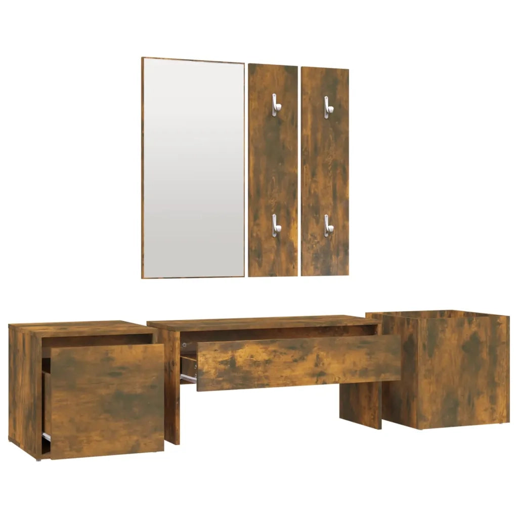 Set di Mobili da Corridoio Rovere Fumo in Legno Multistrato 3120200
