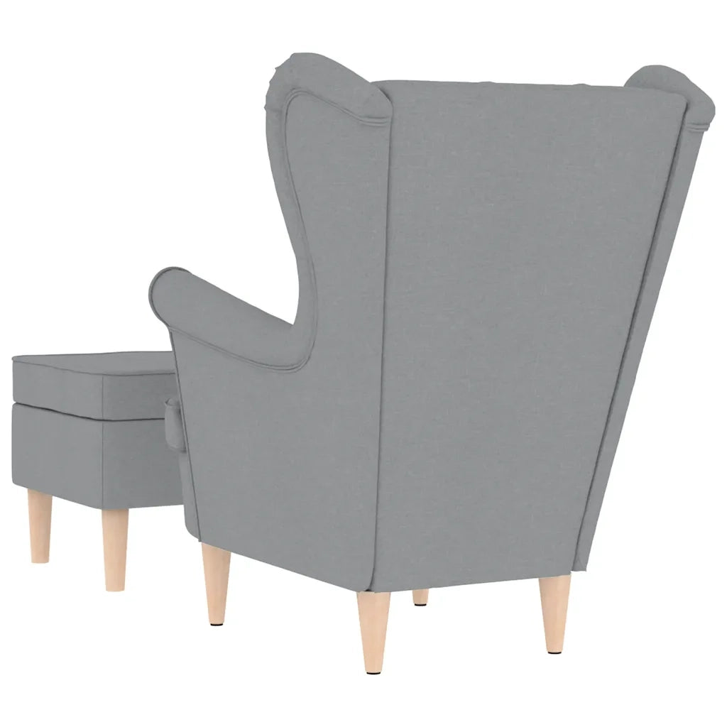 Poltrona con Poggiapiedi Grigio Chiaro in Tessuto 3307989