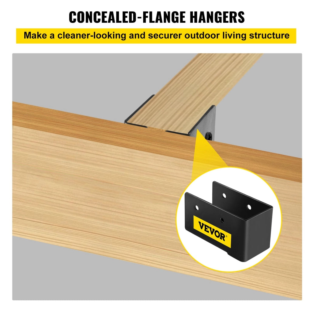 24 Pezzi Staffe per Travetti a Flangia Nascosta 51x102 mm in Acciaio Q235 Nero Resistente per Fai da Te VV-2x4UXLJJH-24PCS