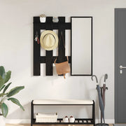 vidaXL Appendiabiti a muro con specchio Rovere Nero 100 x 10 x 100 cm