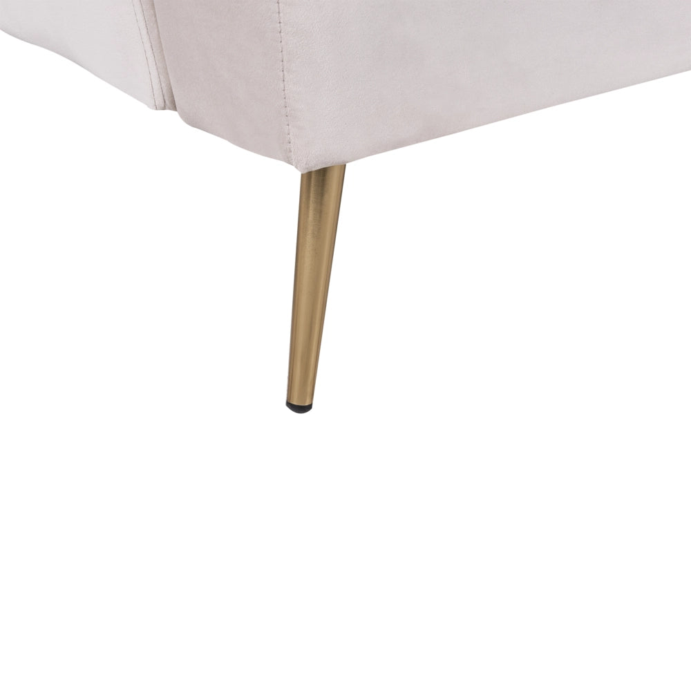 Divano Letto Velluto Beige 3 Posti Click Clack Gambe In Metallo Dorato