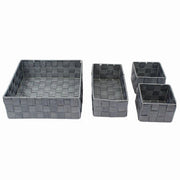 Trade Shop - Set 4pz Contenitori Grigio Scuro Scatola In Tessuto Organizer Portaoggetti 79145 -