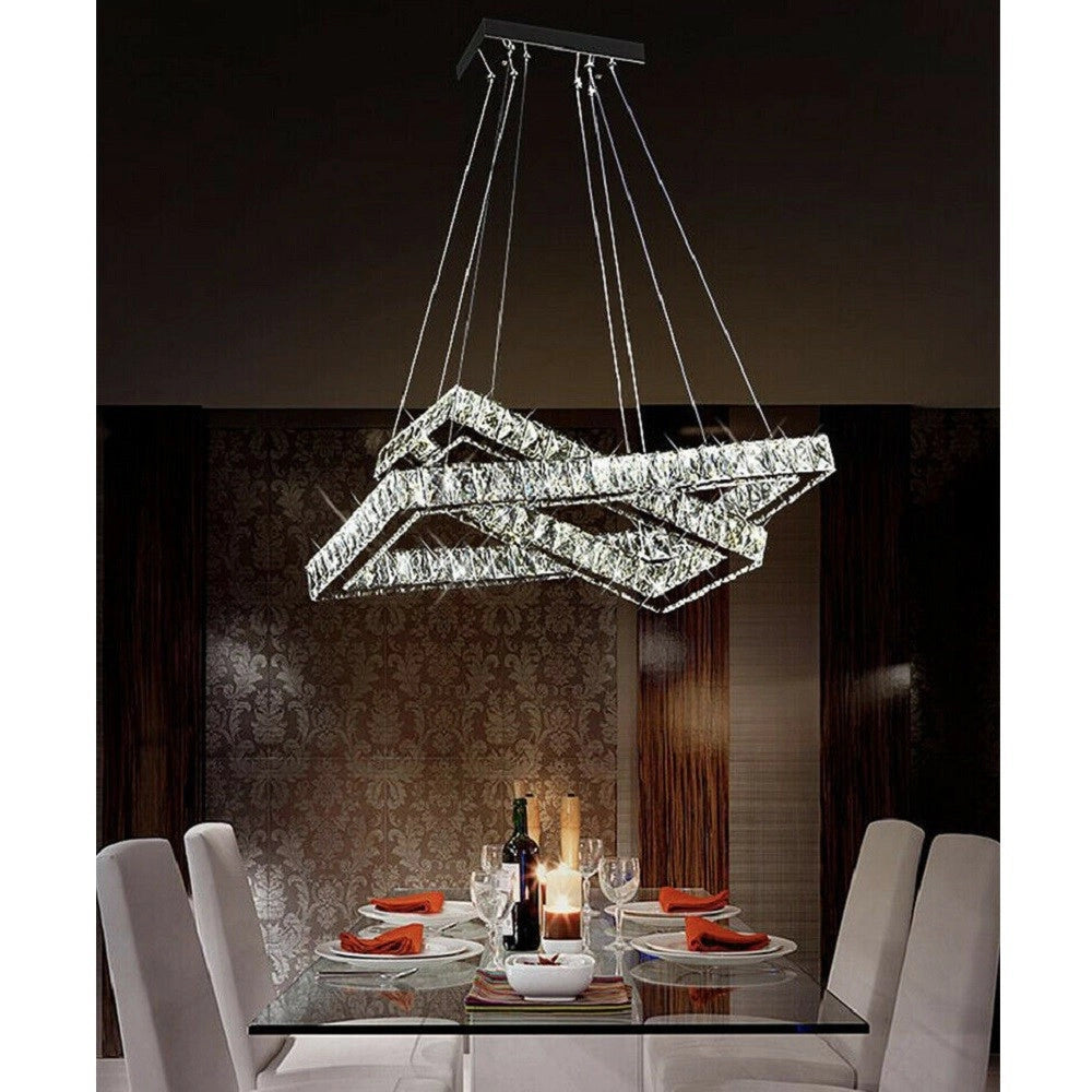 Trade Shop - Lampadario Moderno A Led 48w Con Cristalli Luce Bianchissima 6500k B12 -
