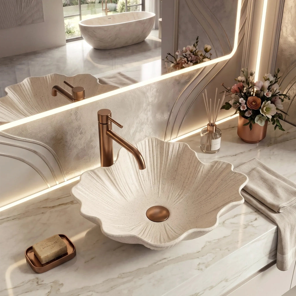 Lavabo Da Appoggio Rea Flower Vanilla