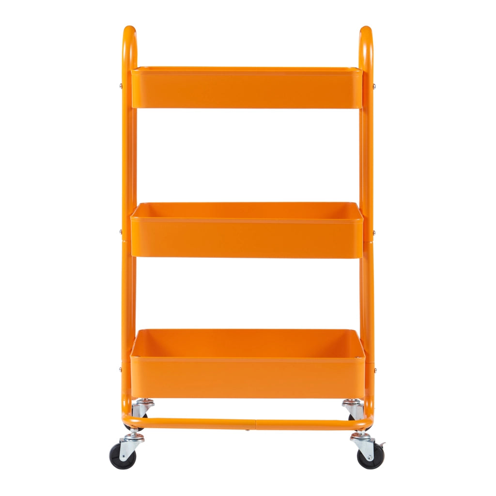 Carrello da Stoccaggio Pyhäntä con 3 Contenitori - Acciaio Arancione [en.casa]