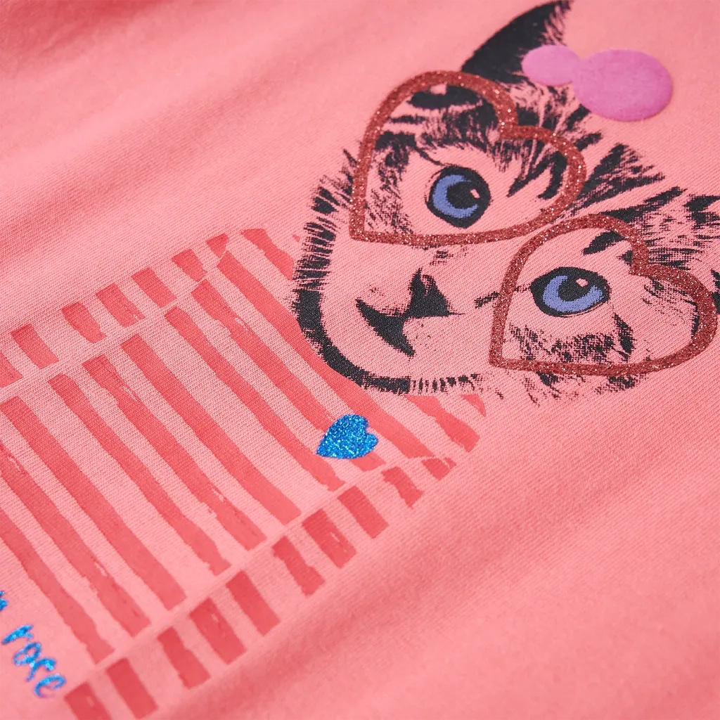 Maglietta da Bambina a Maniche Lunghe Gatto Rosa 116 13586