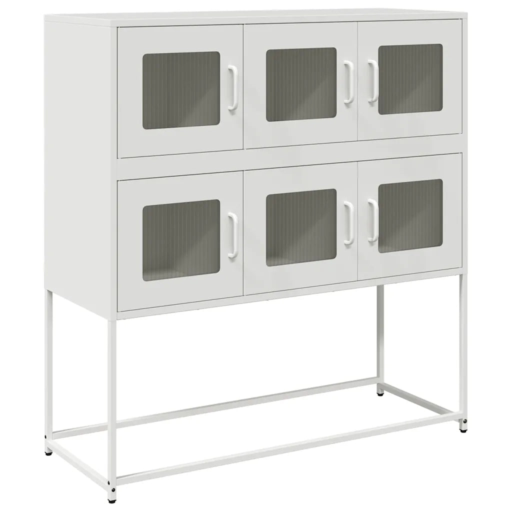 Credenza Bianca 100,5x39x107 cm in Acciaio Laminato a Freddo