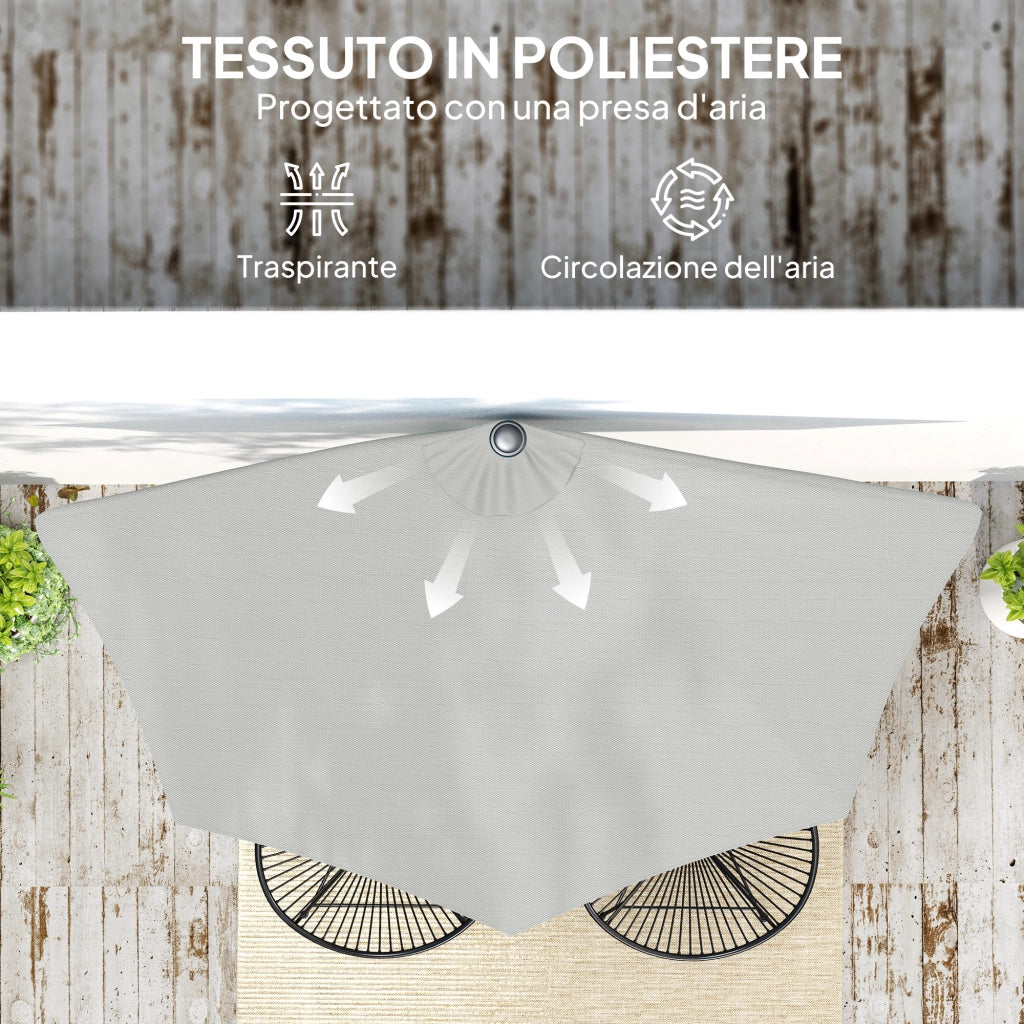 Ombrellone da Parete Mezzaluna ¨C zephmum ¨C Grigio Chiaro 2.7x2.4 m