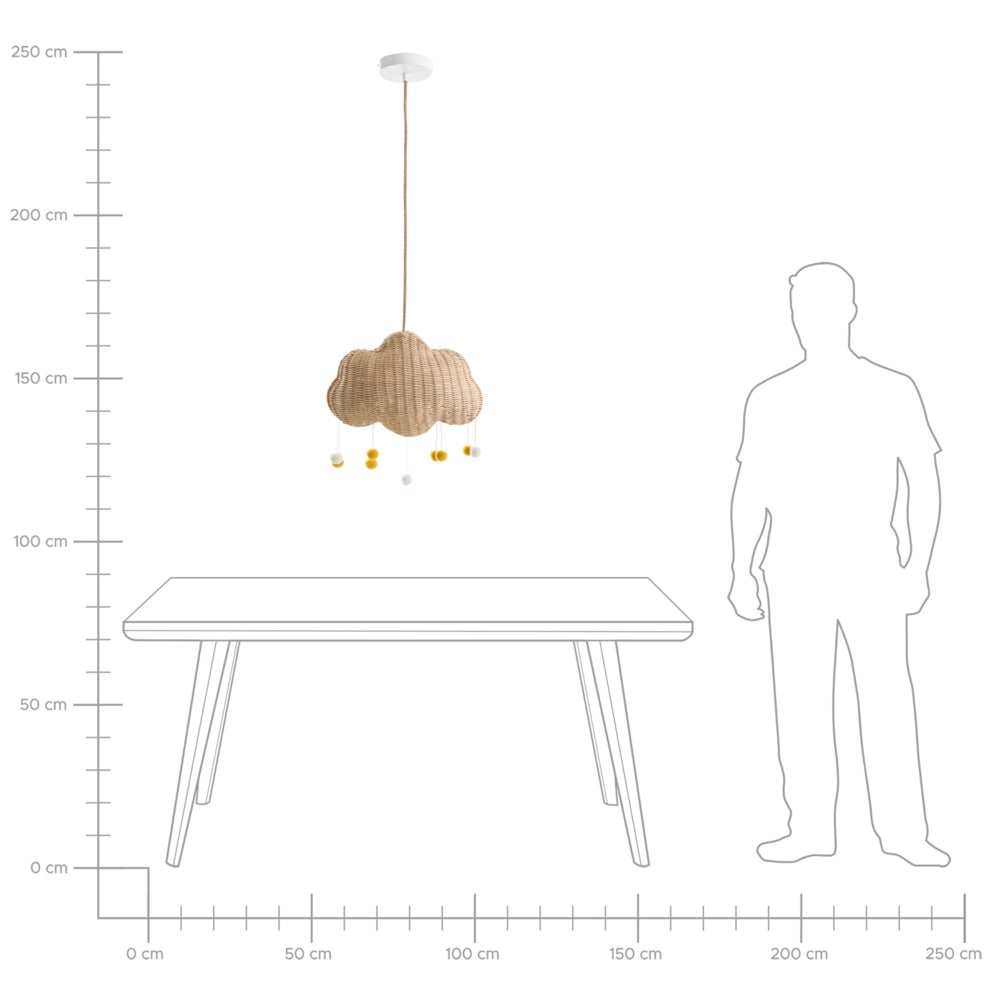 Lampada a sospensione in rattan naturale intrecciato a mano con paralume in vimini Forma di nuvola a soffitto Stile Boho