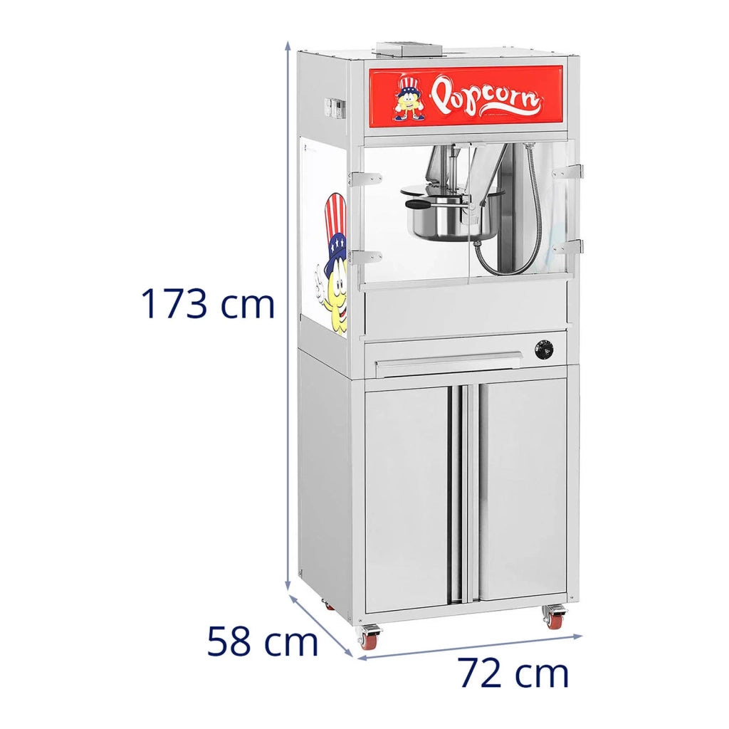 Macchina per popcorn con mobiletto su ruote 71 x 56 x 71 cm acciaio inox 14_0004916