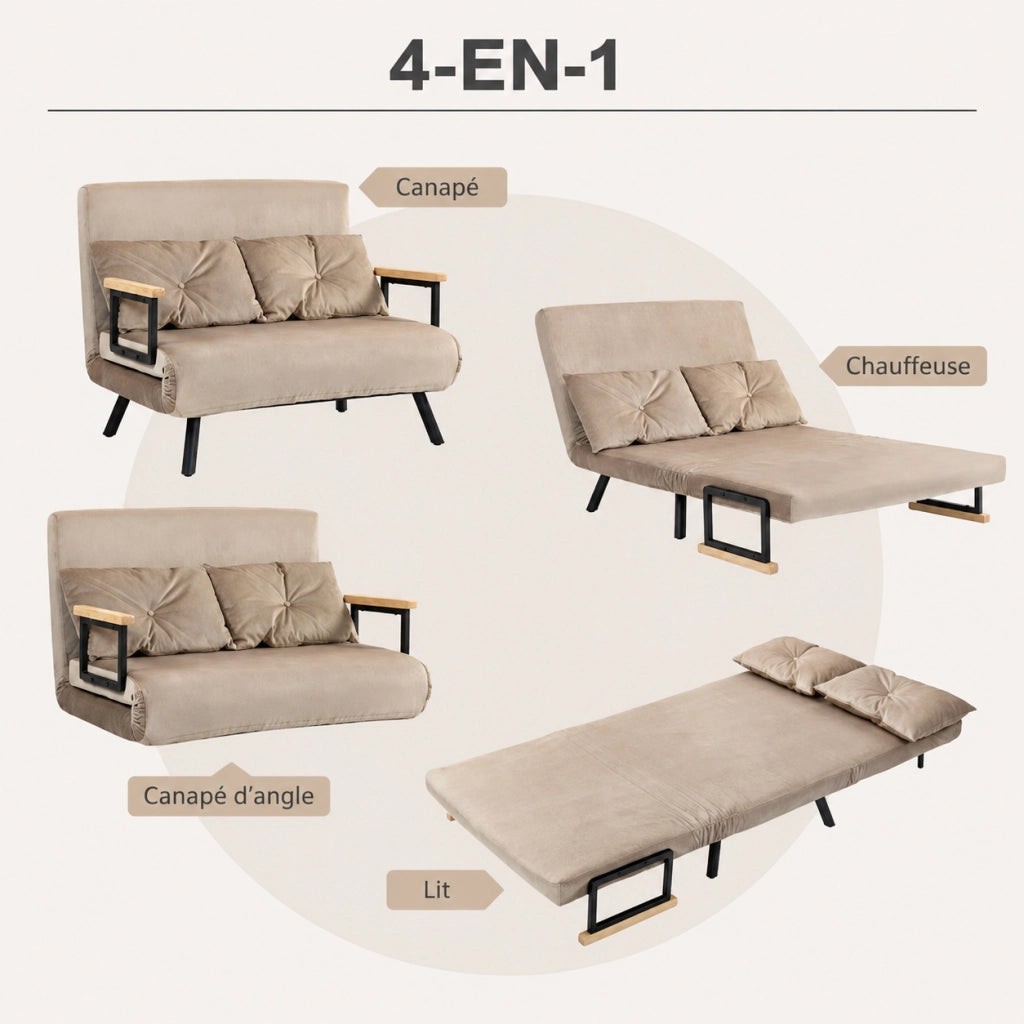 Poltrona letto 102x73x81 cm con schienale regolabile in acciaio marrone