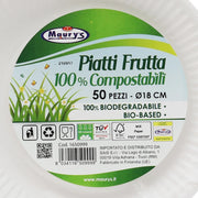 MAURY'S PIATTI 50 PZ FRUTTA 18 CM COMPOSTABILI BIODEGRADABILI