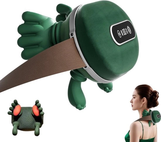 Trisistema di Massaggio con Apparecchio di Massaggio Caldo - Display a LED - Massaggiatore per Braccio, Coscia, Schiena e Spalle con Infrarosso - Cuscino di Massaggio - Cuscino di Massaggio Shiatsu - Senza Fili - Colore Verde