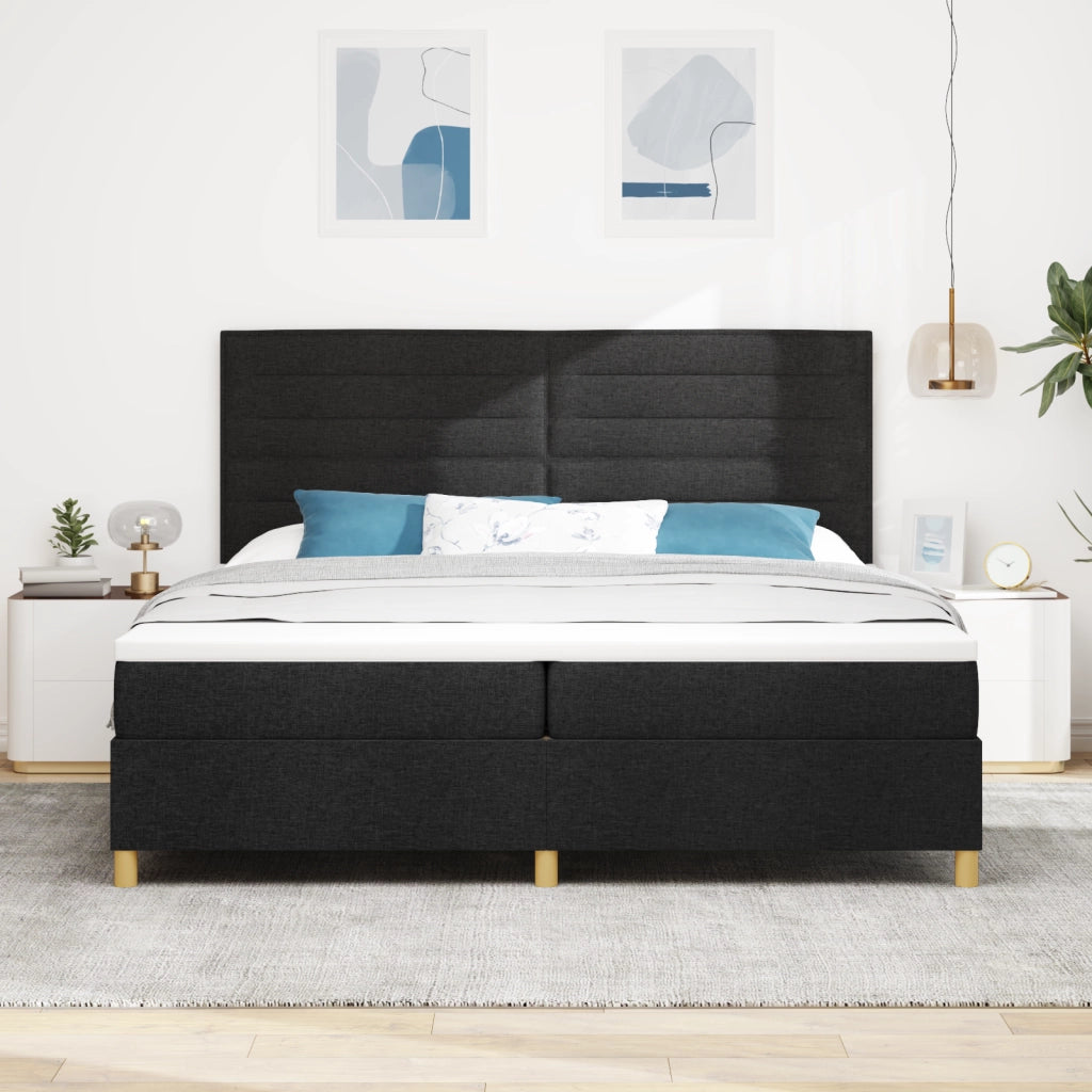 Letto a Bitta con Materasso e LED Nero 200x200 cm Tessuto