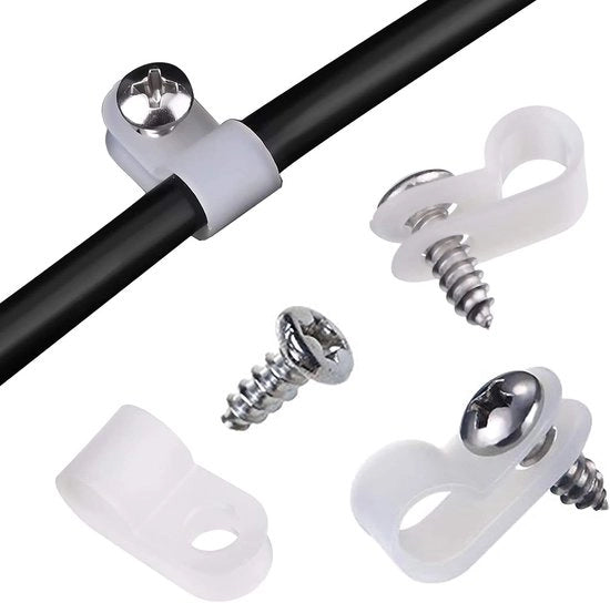 Cinture in nylon per gestione dei cavi - 100 pezzi - Bianco/Nero