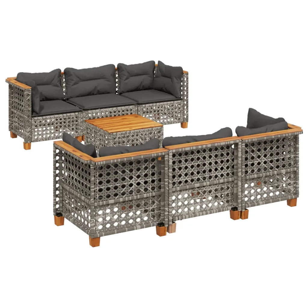 Set Divano da Giardino 8 pz con Cuscini Grigio in Polyrattan