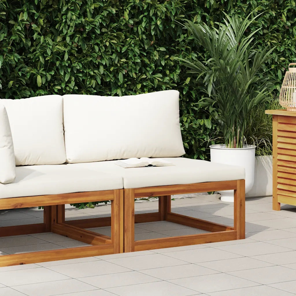 Divano Centrale Modulare Cuscini Bianco Crema Massello Acacia 311863
