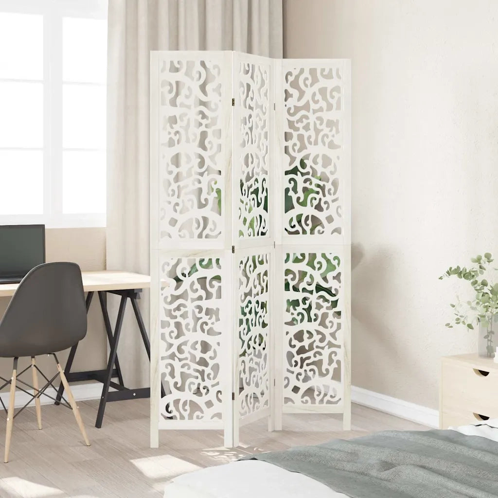 Divisorio Ambienti | Divider per stanze | Paravento 3Pannelli Bianco Legno Massello di Paulownia