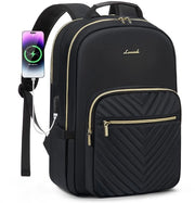 Rugzak per Laptop 15,6 Pollici, Impermeabile, per Studentesse, per Scuola, Università, Viaggi, Nero, Stile Elegante