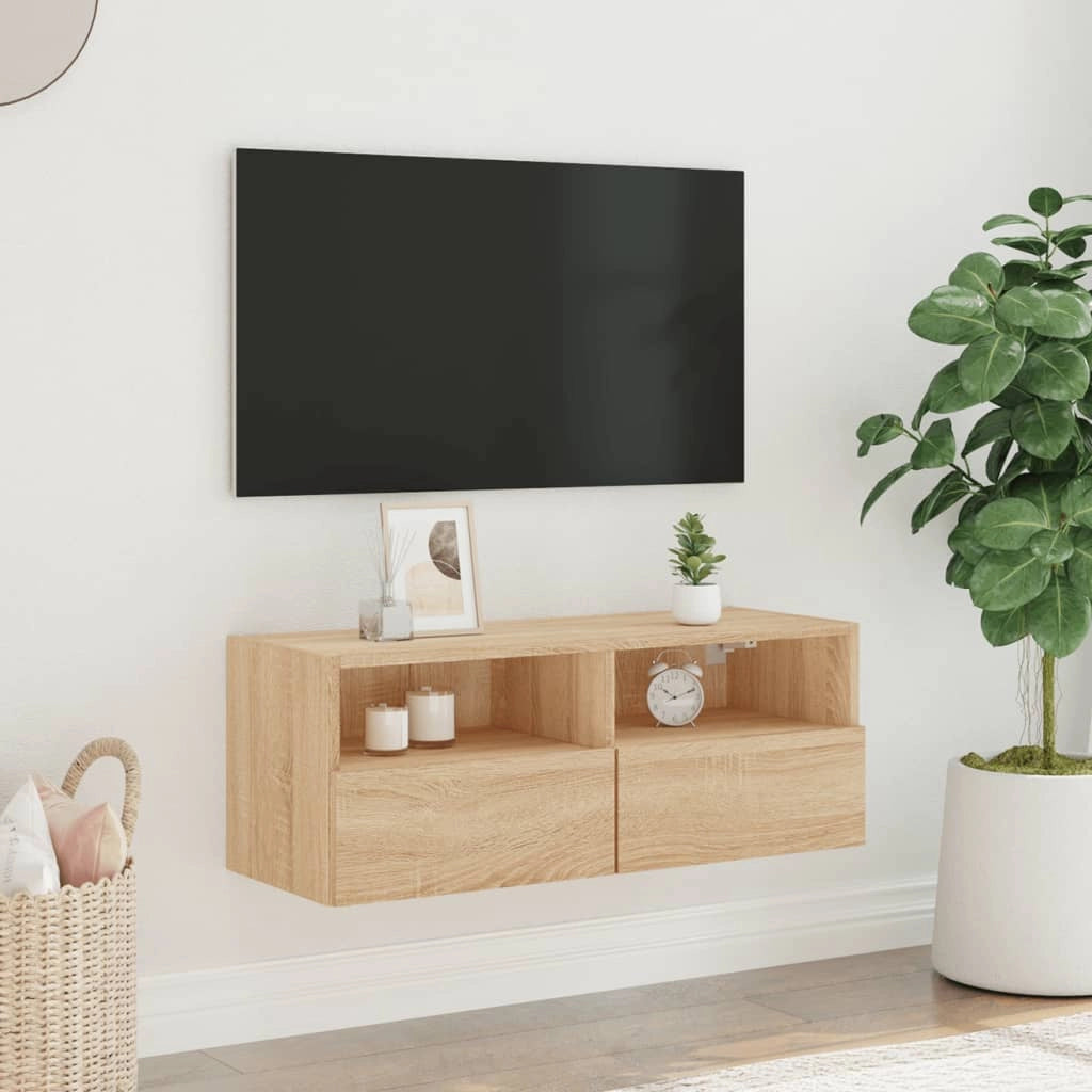 Mobile TV a Parete Rovere Sonoma 80x30x30 cm Legno Multistratocod mxl 86083