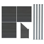 Pannelli Recinzione x3, Elemento Angolare & 5 Pali Metallo 185cm Grigio