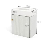 Mobile da bagno con lavabo e mobiletto sottolavabo sospeso, con spazio contenitore, 46x26x56 cm, Bianco