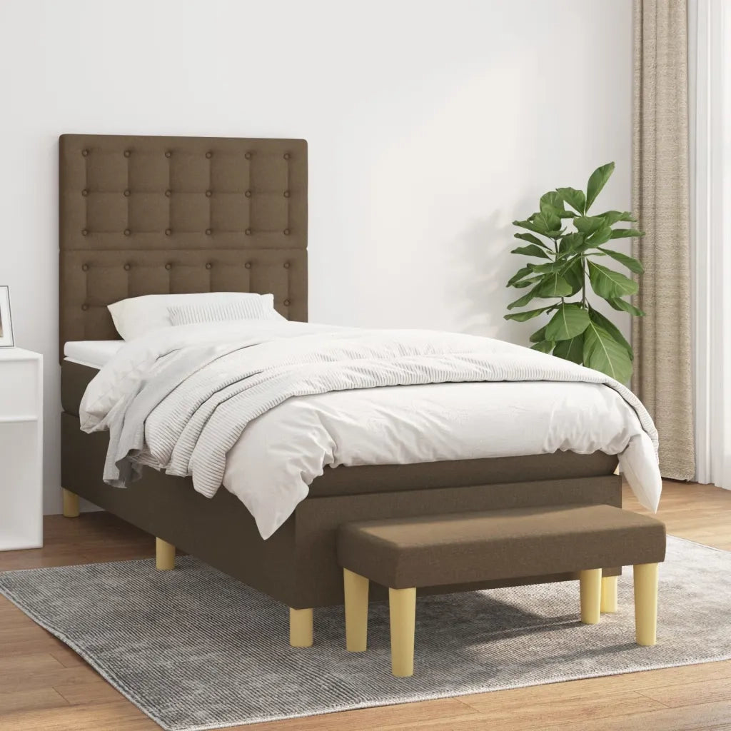 Giroletto a Molle con Materasso Marrone Scuro 90x200 cm Tessuto cod mxl 67565