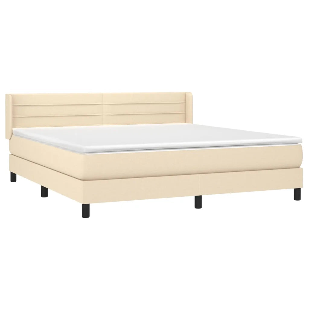 Giroletto a Molle con Materasso Crema 160x200 cm in Tessuto